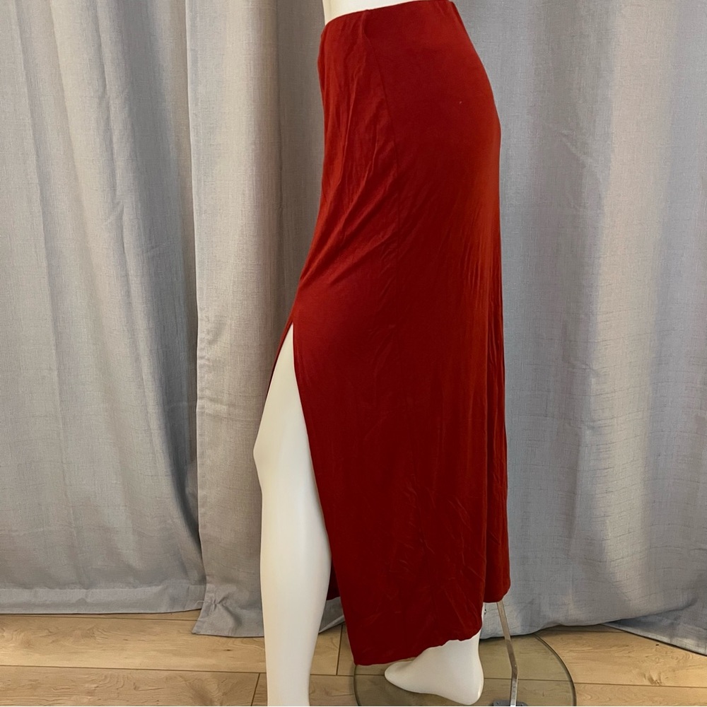 Rust Maxi Skirt Slit Fall Colour Size Large F21 Soft Fabric Boho Cottagecore